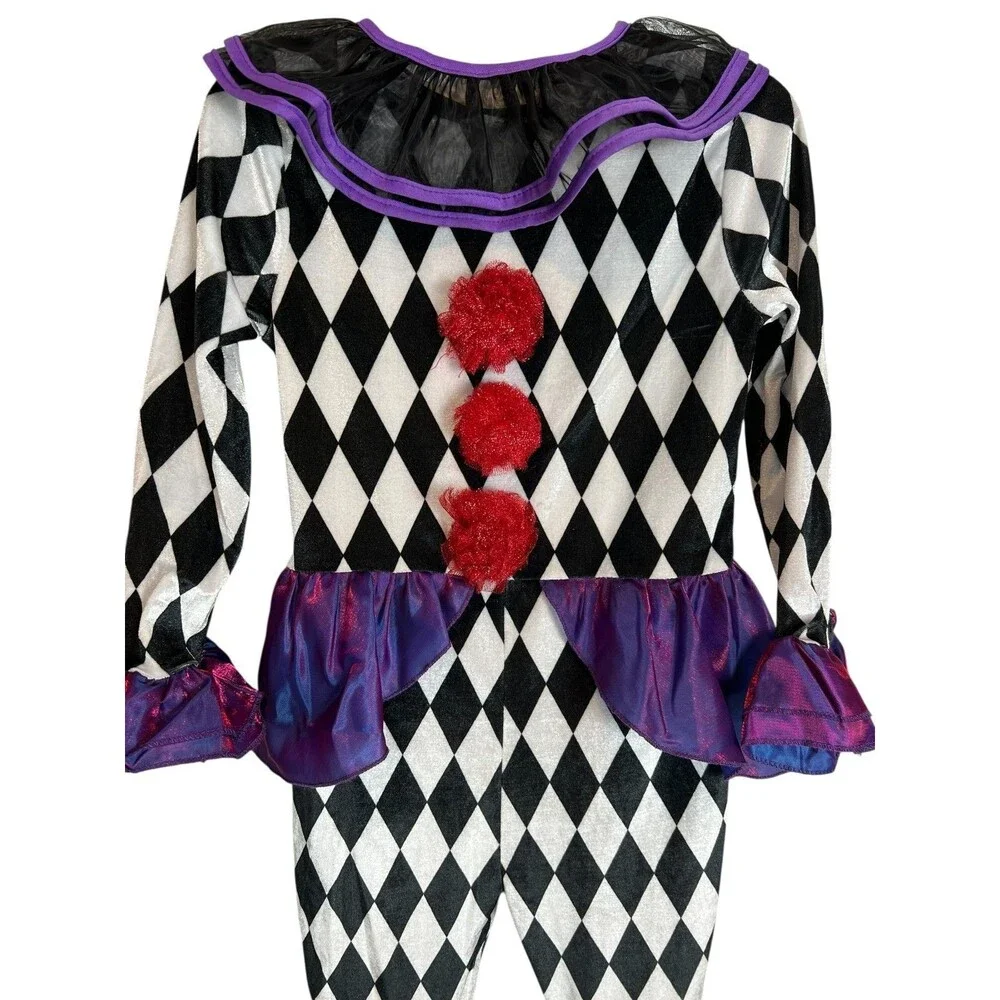 Girls Carnival Clown Unitard Costume Size 3-4T Cosplay Halloween Jumpsuit Only - Picture 4 of 8